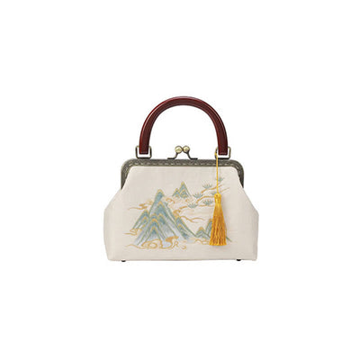 Buddha Stones Landscape Painting Jacquard Handbag Crossbody Bag Crossbody Bag&Handbags BS 2