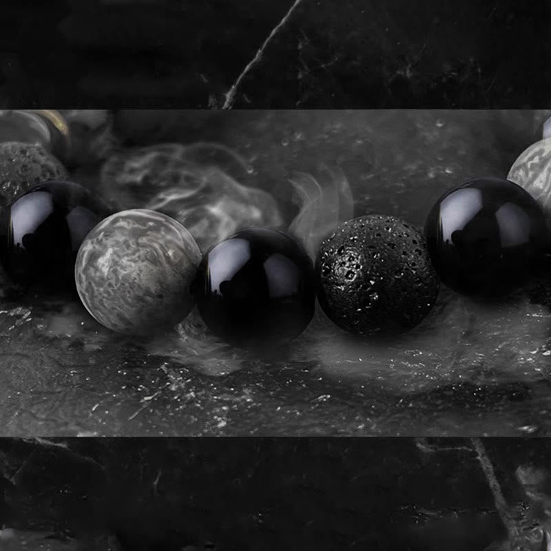 FREE Today: Transmute Negative Energy Black Obsidian Lava Rock Stone Yin Yang Strength Bracelet FREE FREE 8