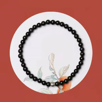 Buddha Stones Natural Black Obsidian Smoky Quartz Purification Strength Bracelet Bracelet BS 10