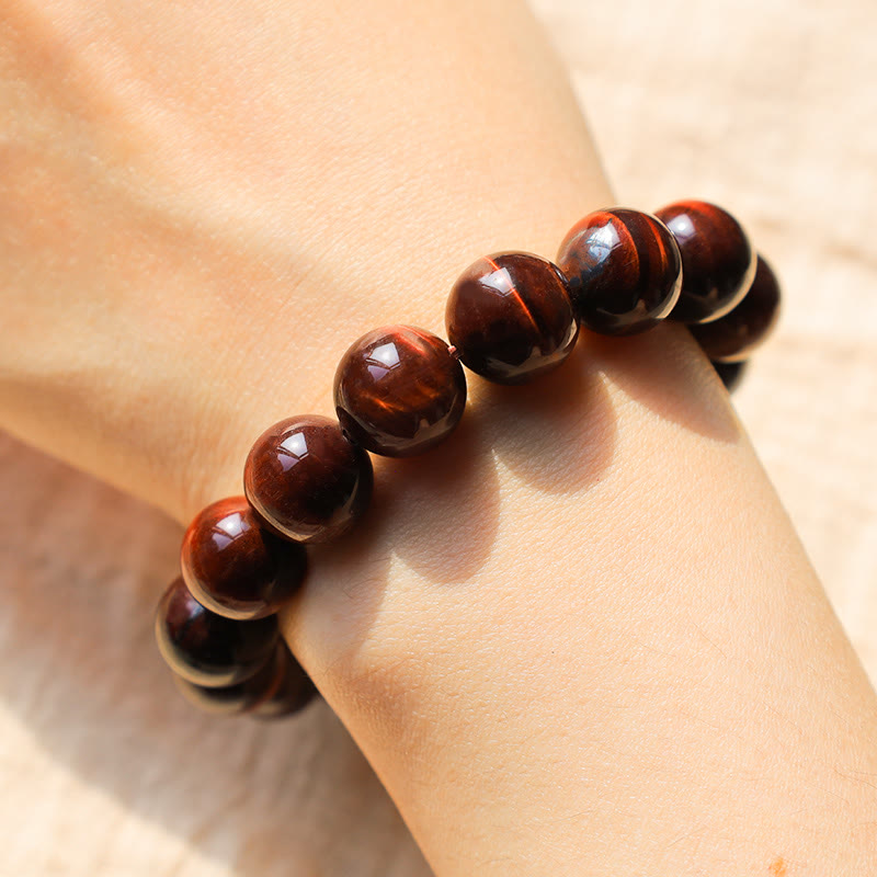 Bracelet de perles de lithothérapie en œil de tigre naturel Foviel