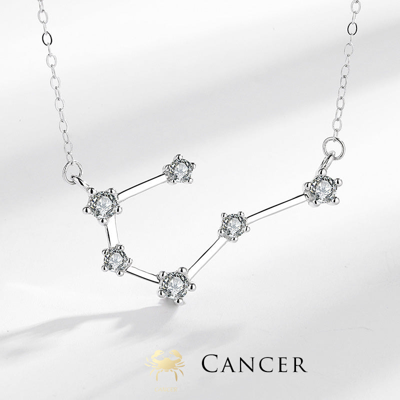 Collar Foviel de plata de ley 925 con las 12 constelaciones del zodiaco