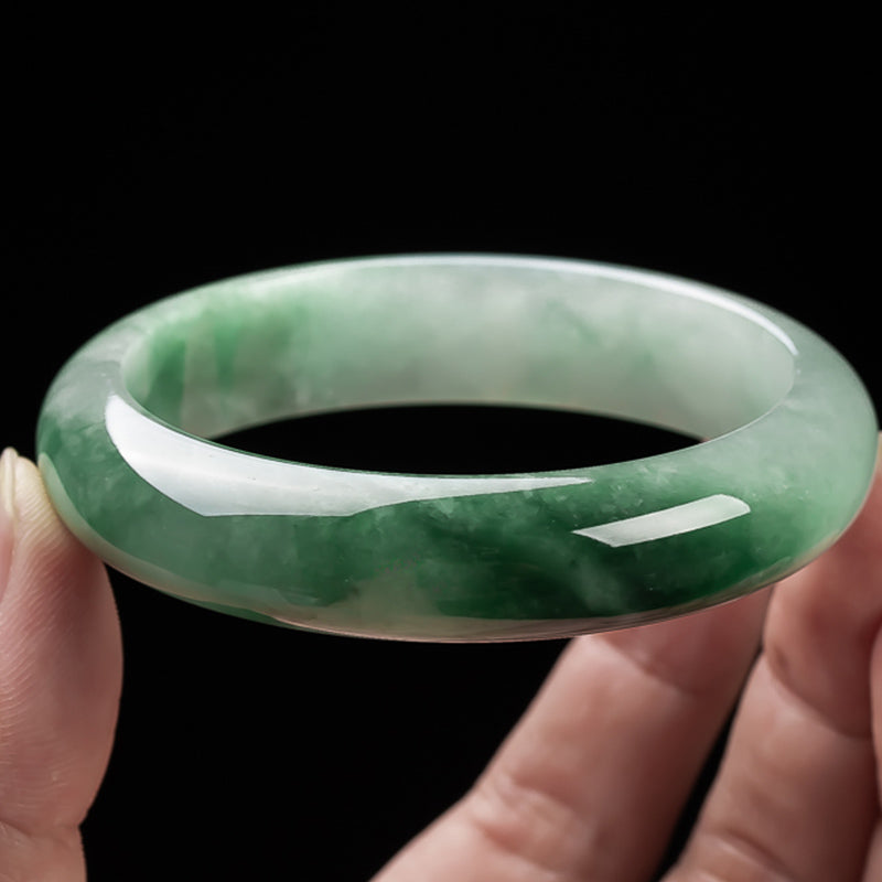 Buddha Stones Natural Jade Fortune Blessing Bangle Bracelet Bracelet BS 3