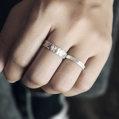 Foviel 925 Sterling Silber Einfaches Design Segen Paar Ring