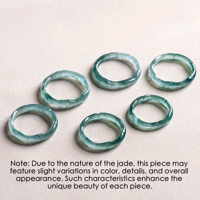 Buddha Stones Natural Jade Bamboo Prosperity Abundance Ring Ring BS 9