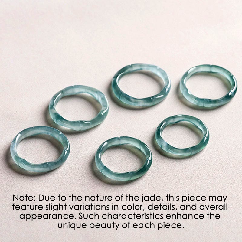 Buddha Stones Natural Jade Bamboo Prosperity Abundance Ring Ring BS 9