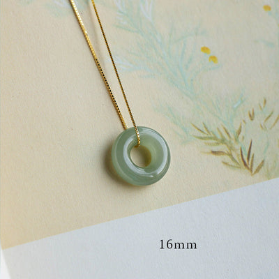 Buddha Stones Natural Round Jade Peace Buckle Luck Abundance Necklace Pendant Necklaces & Pendants BS Jade 16mm