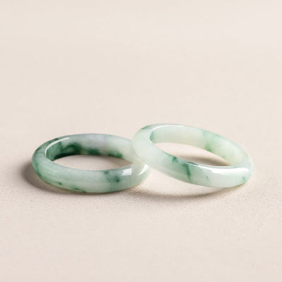 Buddha Stones Natural Green Jade Luck Abundance Ring Ring BS 6