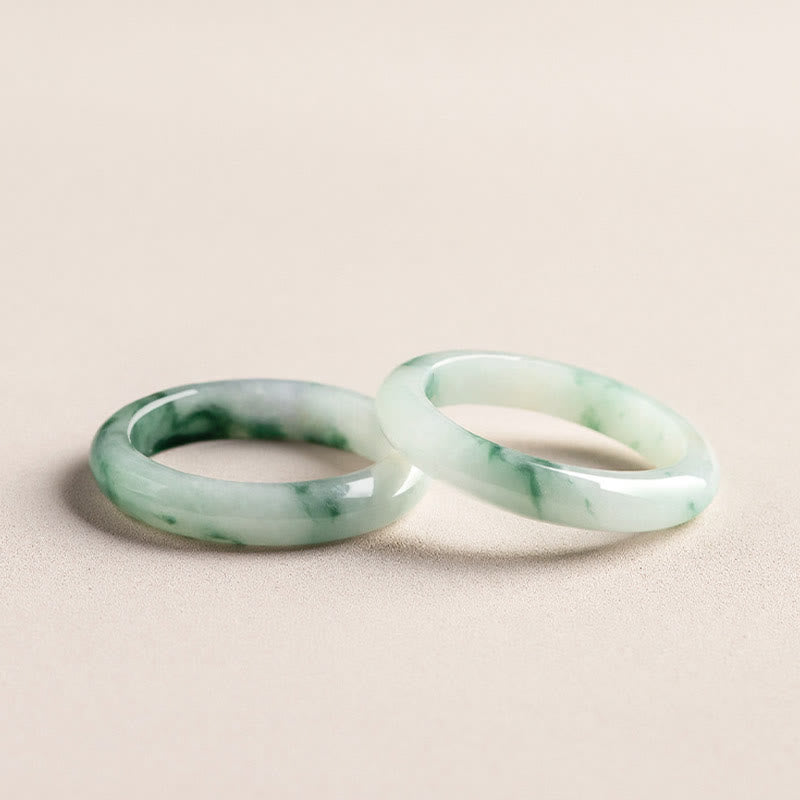 Buddha Stones Natural Green Jade Luck Abundance Ring Ring BS 6