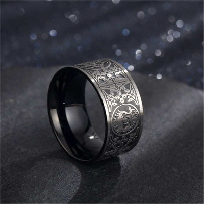 Buddha Stones Four Guardian Beast Dragon White Tiger Suzaku Basalt Carved Success Luck Ring Ring BS 3