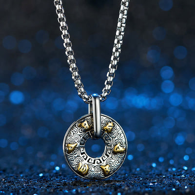 Buddha Stones Tibetan Om Mani Padme Hum Peace Buckle Creativity Necklace Pendant Necklaces & Pendants BS 3