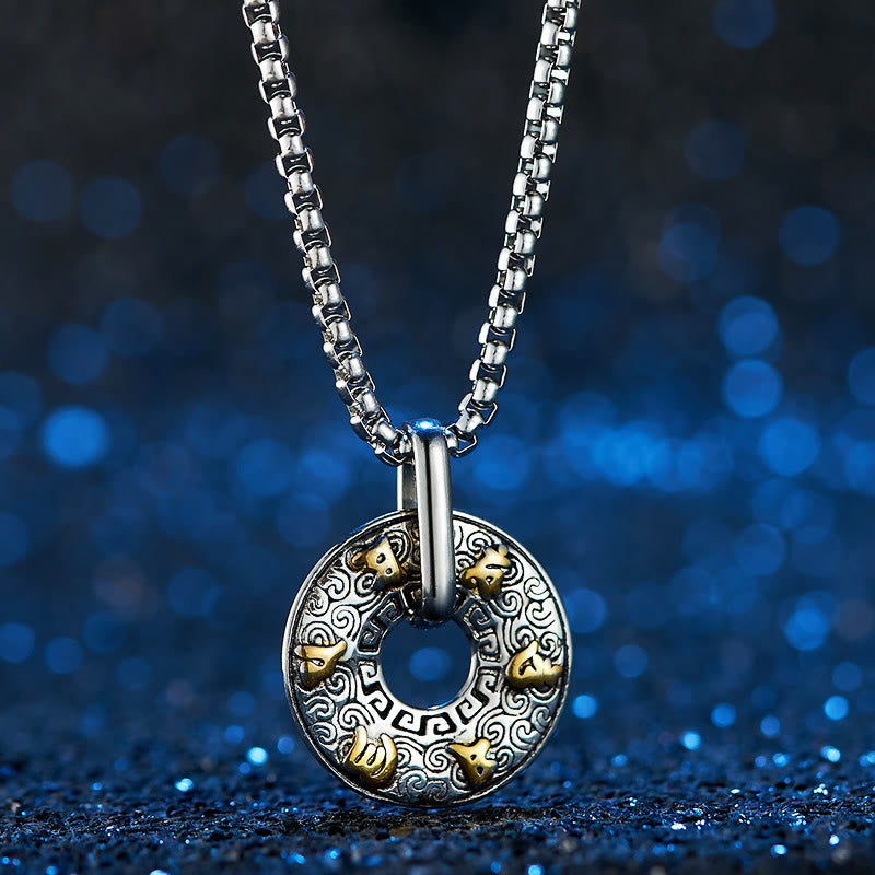 Buddha Stones Tibetan Om Mani Padme Hum Peace Buckle Creativity Necklace Pendant Necklaces & Pendants BS 3