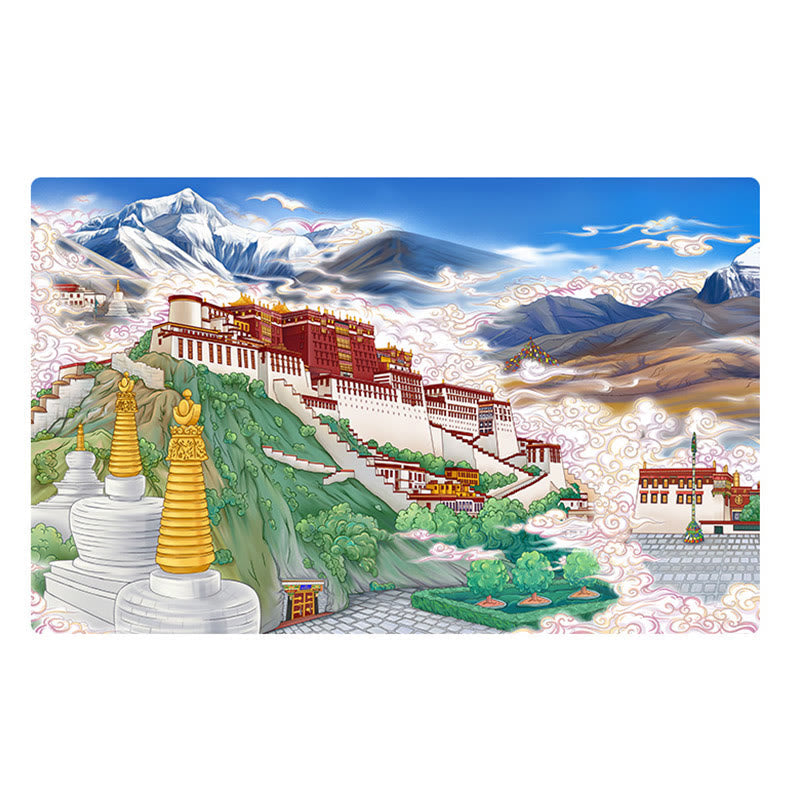 Buddha Stones Tibet Potala Palace Paper LED Carving Lamp Art Night Lights Creative LED Table Lamp Decorations BS 9