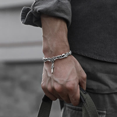 Buddha Stones Viking Style Twisted Braided Pattern Copper Balance Bracelet Bangle - Sword - image 0