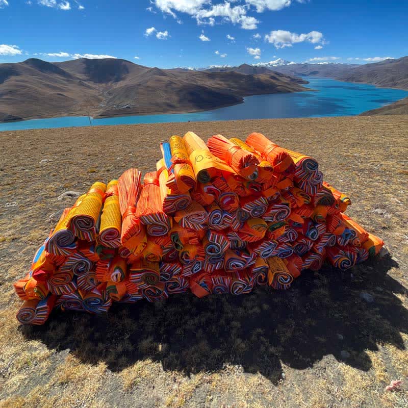 Buddha Stones Tibetan 5 Colors Silk Windhorse Auspicious Outdoor 25 Pcs Prayer Flag TIBETAN PRAYER FLAGS buddhastoneshop 12