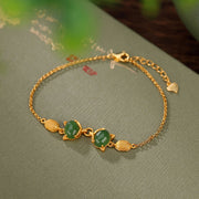 Foviel 925 Sterling Silver Natural Hetian White Jade Cyan Jade Lovely Fox Luck Bracelet