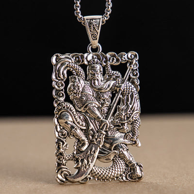 Buddha Stones Guan Gong Dragon Auspicious Clouds Wealth Necklace Pendant Necklaces & Pendants BS Guan Gong&Dragon Hollow Pattern