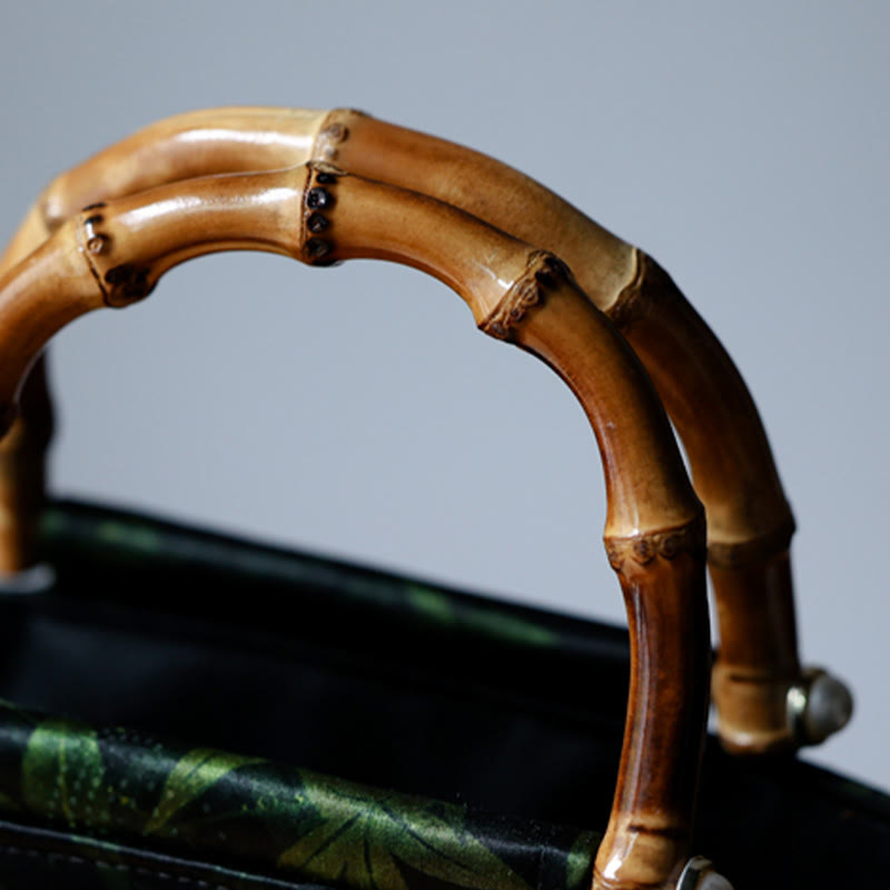 Buddha Stones Bamboo Leaves Butterfly Koi Fish Bamboo Handles Handbag Handbags BS 6