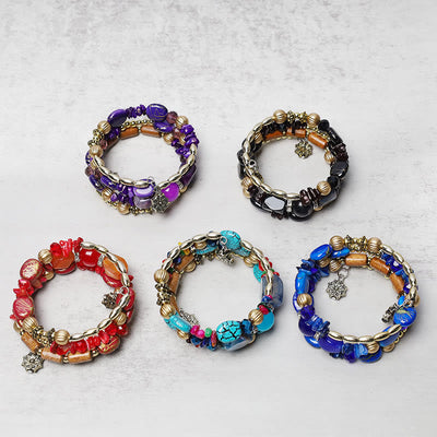 Buddha Stones Multilayer Irregular Turquoise Agate Beads Blessing Bracelet Bracelet BS 7