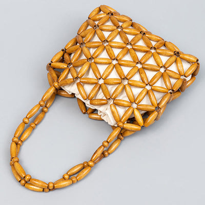 Buddha Stones Hand-woven Mini Wooden Beads Handbag Handbags BS 2