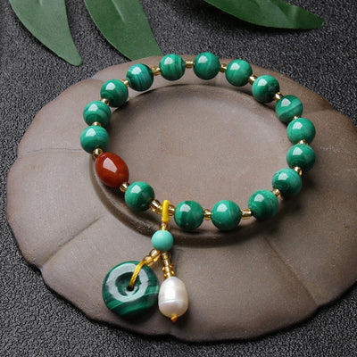 Buddha Stones Natural Malachite Red Agate Bead Protection Charm Bracelet Bracelet BS Malachite Red Agate Bracelet