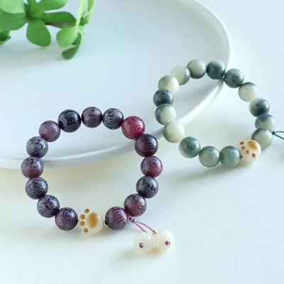 Buddha Stones Bodhi Seed Om Mani Padme Hum Carved Harmony Bracelet Bracelet BS 21