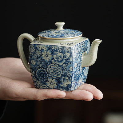 Buddha Stones Blue and White Porcelain Chinese Gongfu Tea Ceramic Kung Fu Teapot Cup Tea Filter Canister Teapot BS 2