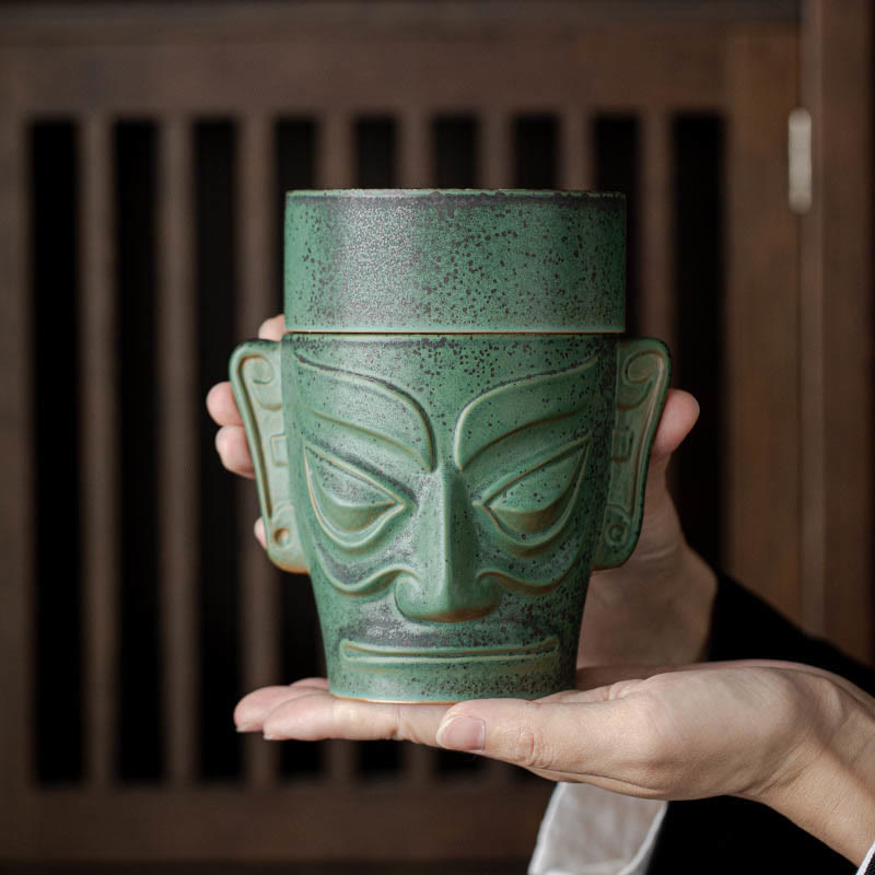 Buddha Stones Bronze Age Relics Sanxingdui Mask Three Star Mound Ceramic Healing Incense Burner Incense Burner BS 1