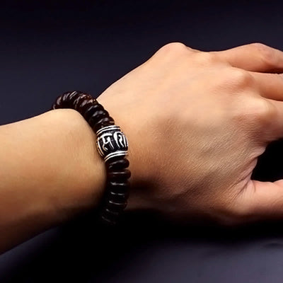 Buddha Stones Natural Tibetan Coconut Shell Om Mani Padme Hum Positive Bracelet Bracelet BS 18
