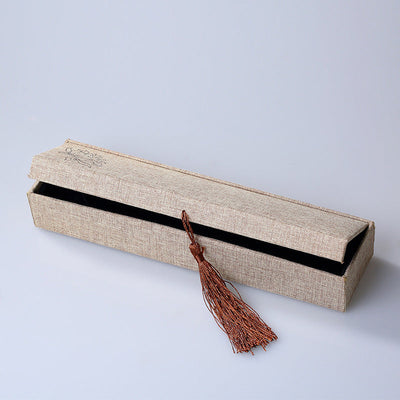 Buddha Stones Lotus Pattern Jewelry Storage Box Gift Box Tassels Decorations BS Necklace Box (240*60*38mm)