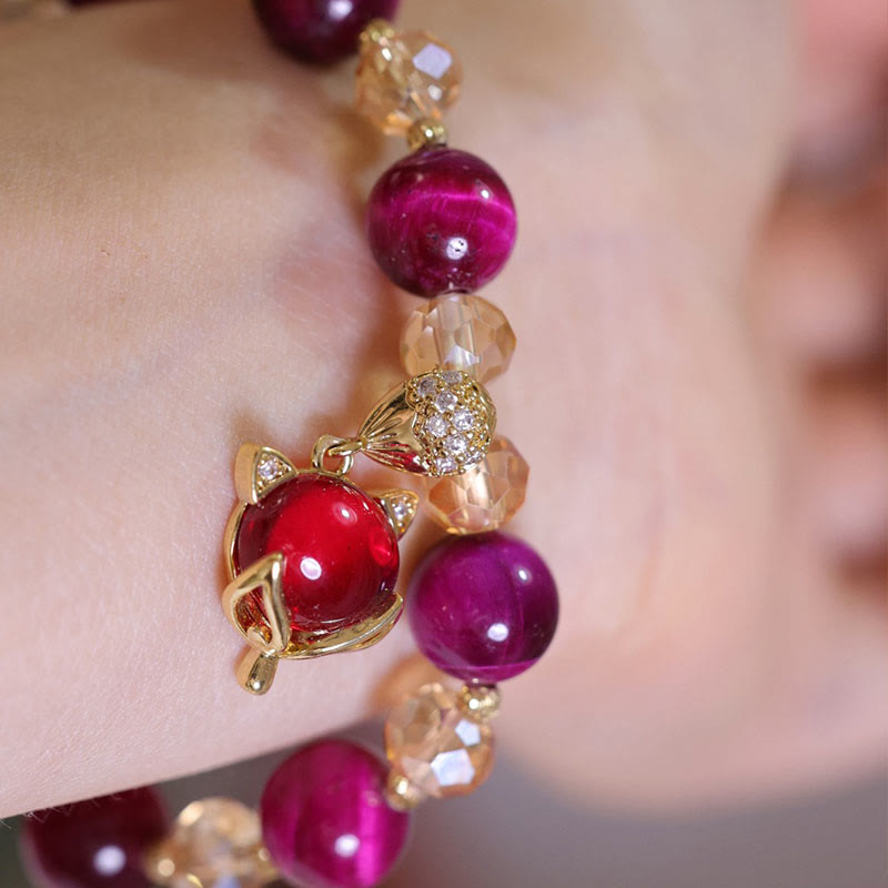 Foviel Rot Tigerauge PiXiu Fox Schutz Selbstbewusstsein Armband