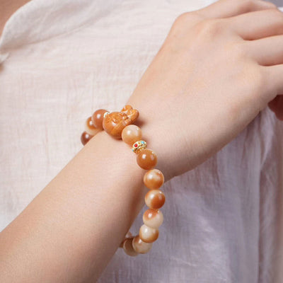 Buddha Stones Natural Bodhi Seed Lovely Rabbit Peace Bracelet Bracelet BS 3