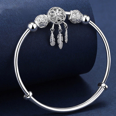 Buddha Stones Tibetan White Copper Blessing Dream Catcher Charm Bracelet Bracelet BS 7