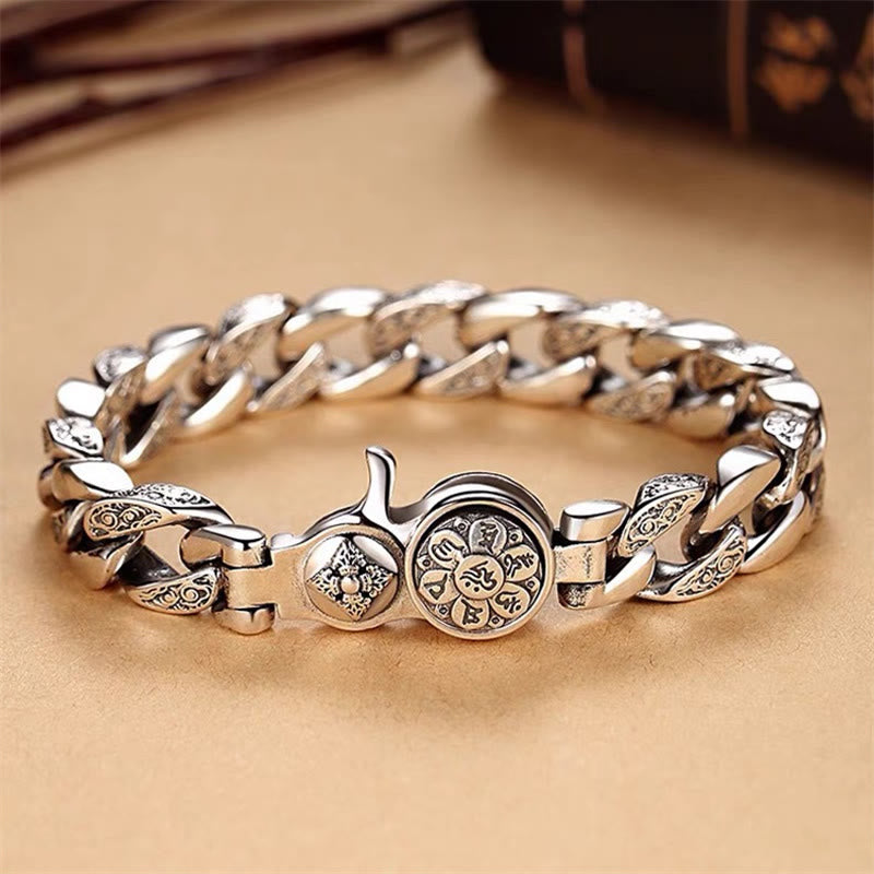 Buddha Stones Tibet Om Mani Padme Hum Double Dorje Vajra Creativity Bracelet Bracelet BS 22cm
