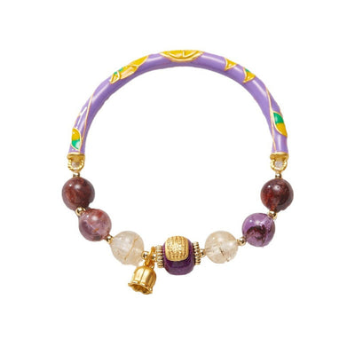 Buddha Stones Purple Phantom Purple Jade Scripture Citrine Love Wisdom Bracelet Bangle Bracelet Bangle BS 7