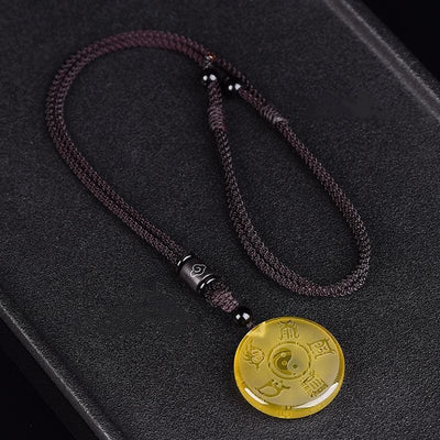 Buddha Stones Taoism Five Sacred Mountains Yin Yang Symbol Liuli Crystal Balance Necklace Pendant Key Chain Necklaces & Pendants BS 10
