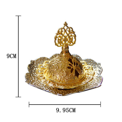 Buddha Stones Gold Leaf Coaster Spiritual Mini Alloy Metal Incense Burner Incense Burner BS 23