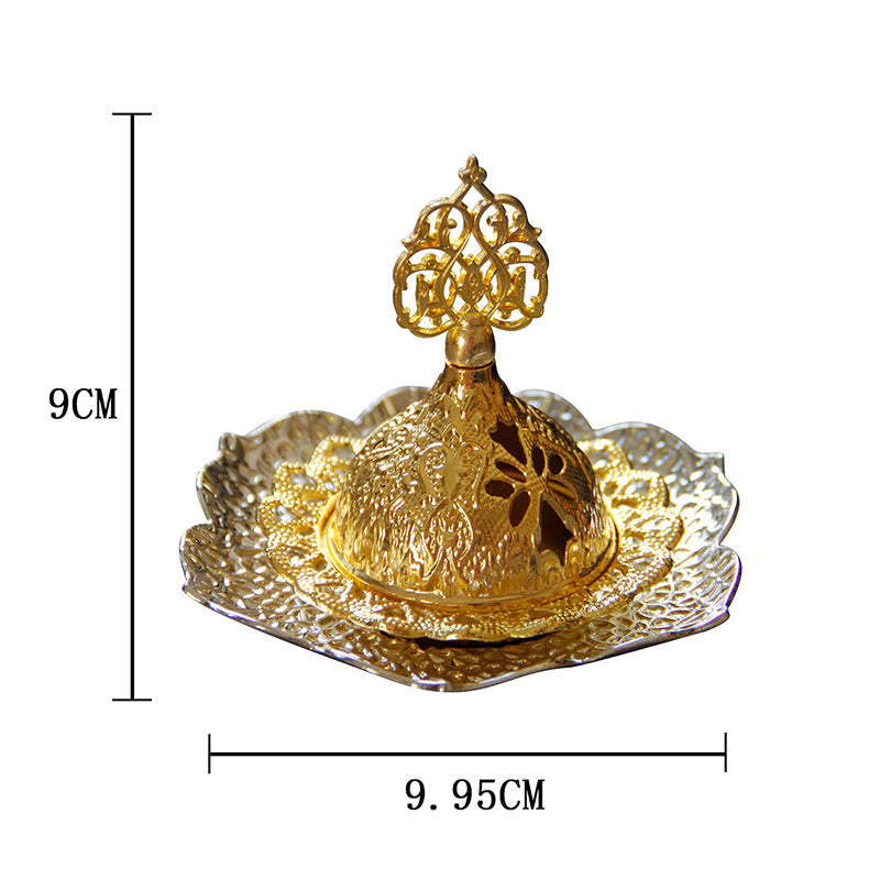 Buddha Stones Gold Leaf Coaster Spiritual Mini Alloy Metal Incense Burner Incense Burner BS 23