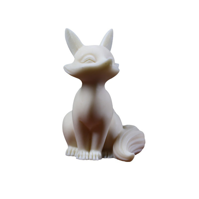 Buddha Stones Mini Nine-tailed Fox Ivory Fruit Protection Home Decoration Decorations BS 7