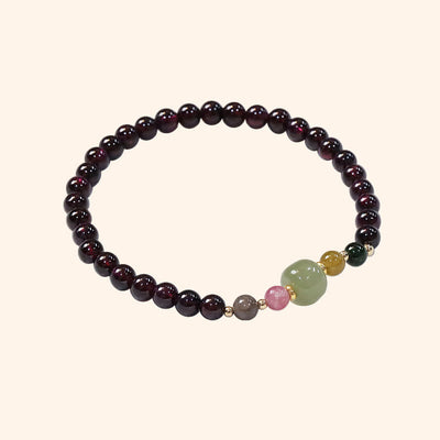 Buddha Stones Natural Garnet Hetian Jade Tourmaline Bead Passion Bracelet Bracelet BS 6