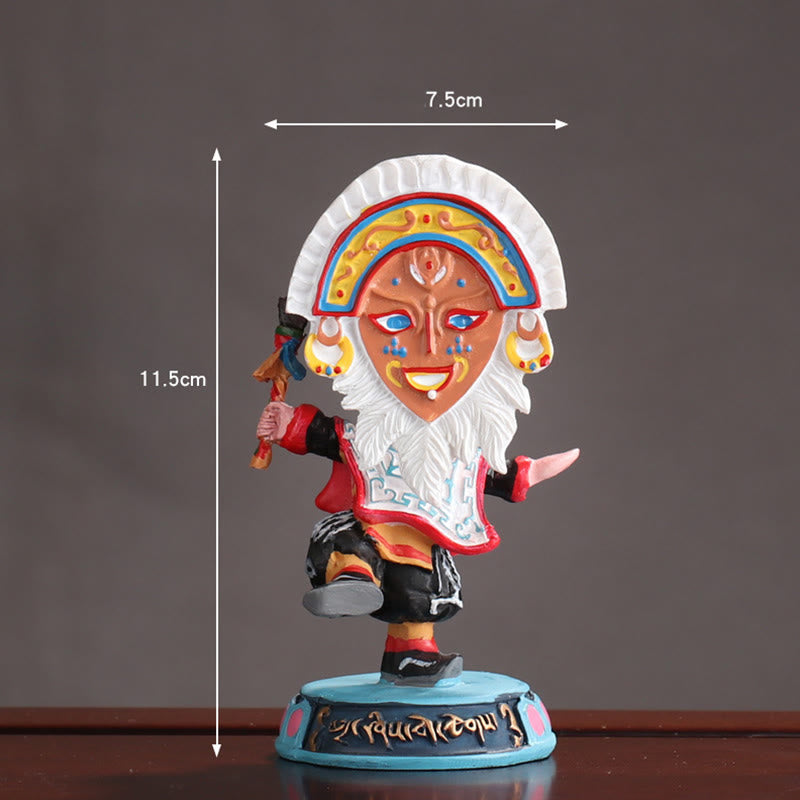 Buddha Stones Tibetan Opera Face Mask Puppet Home Office Car Decoration Ornament Desk Decoration BS White Mask Puppet 11.5*7.5cm