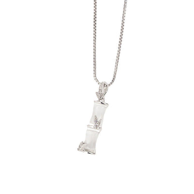 Buddha Stones Chalcedony Bamboo Pattern Harmony Necklace Pendant Necklaces & Pendants BS 13