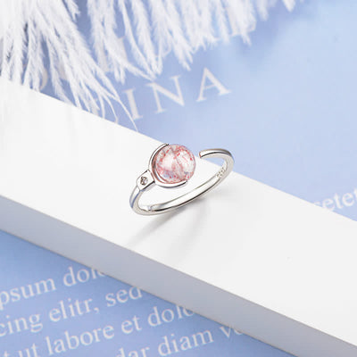 Buddha Stones Pink Crystal Soothing Rotation Ring Ring BS 7