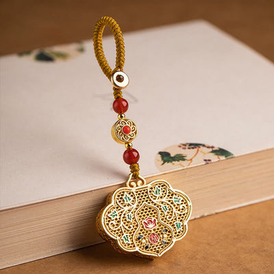 Buddha Stones Lock of Good Wishes Fu Character Luck Blessing Key Chain Key Chain BS 1