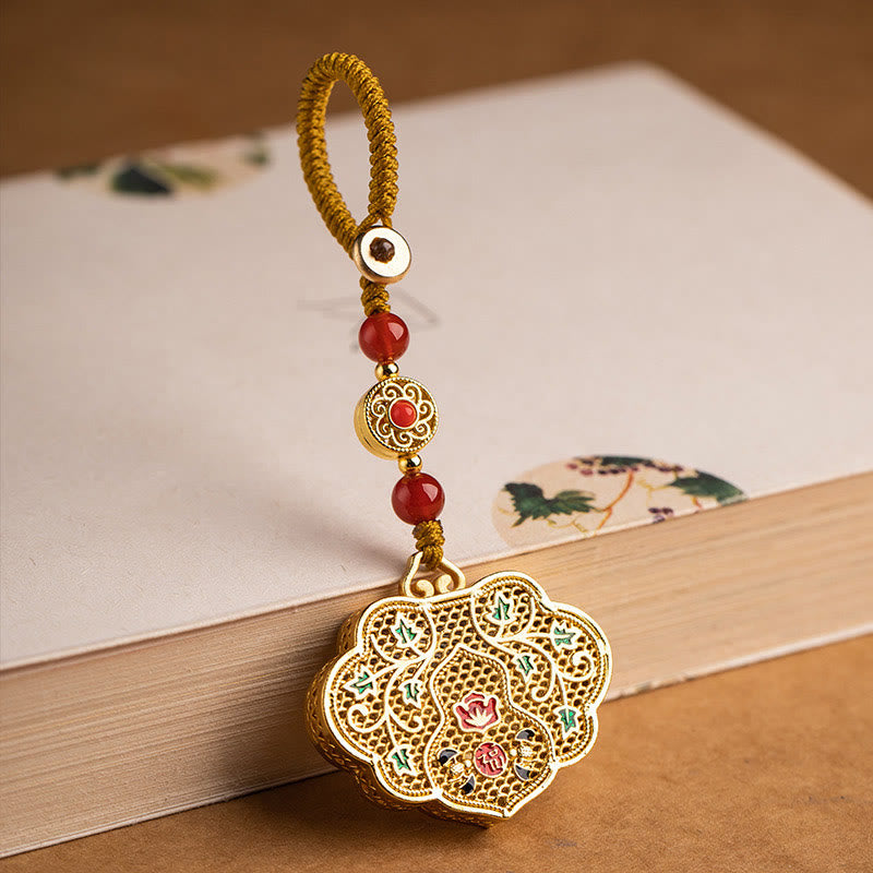 Buddha Stones Lock of Good Wishes Fu Character Luck Blessing Key Chain Key Chain BS 1
