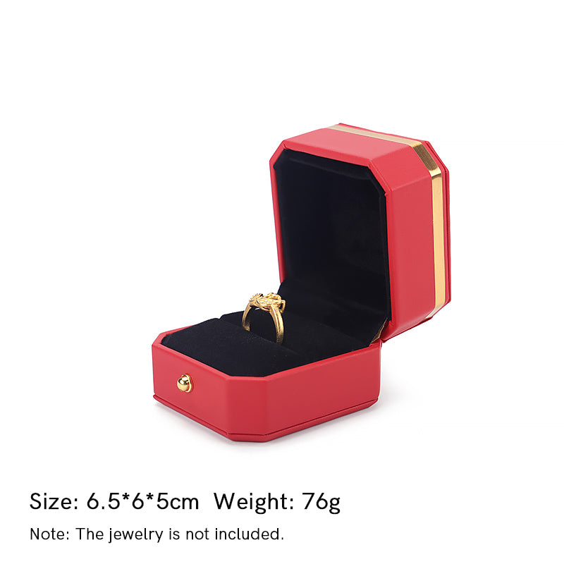 Buddha Stones Jewelry Storage Box PU Leather Gift Box - Red - Ring Box (6.5*6*5cm) - image 18