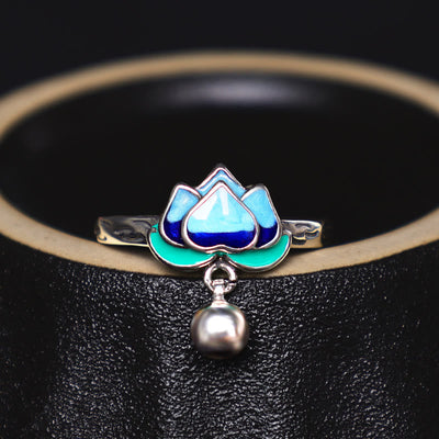 Buddha Stones Lotus Flower Pattern Enlightenment Ring Ring BS 2