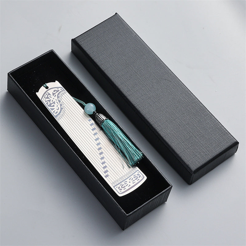 Buddha Stones Classical Musical Instruments Pipa Guzheng Guqin Ruan Metal Bookmarks Tassel With Gift Box Bookmarks BS Silver Guzheng-Gift Box