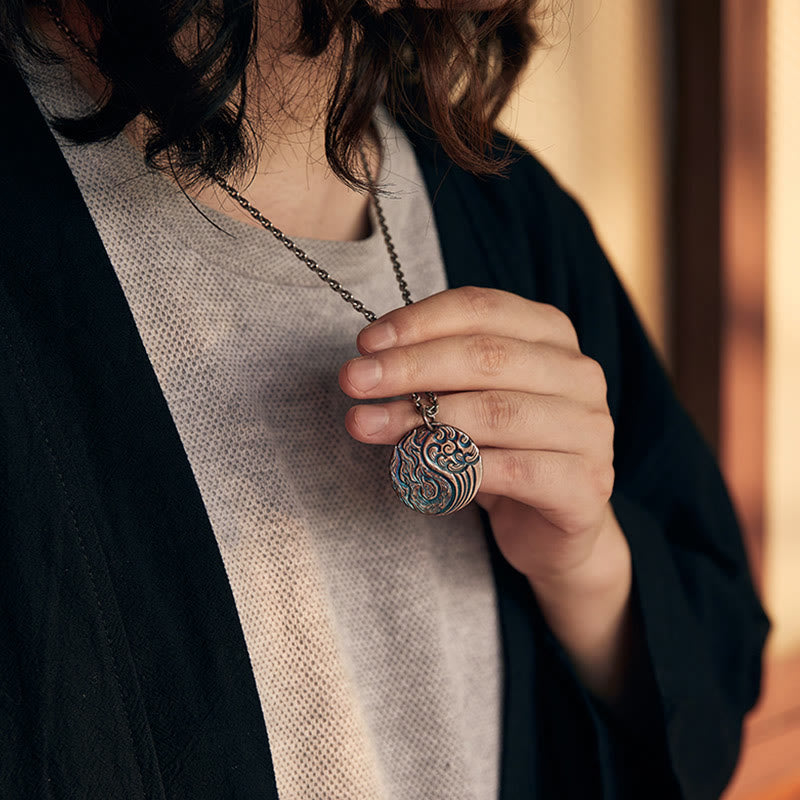 Buddha Stones 990 Sterling Silver Yin Yang Water and Fire Balance Necklace Pendant Necklaces & Pendants BS 5