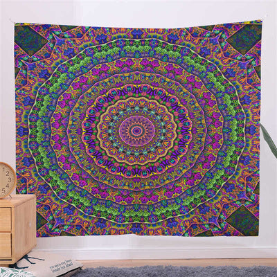 Bohemian Mandala Pattern Tapestry Wall Hanging Wall Art Focus Creativity Home Living Room Decor Tapestry BS Green 150*230cm