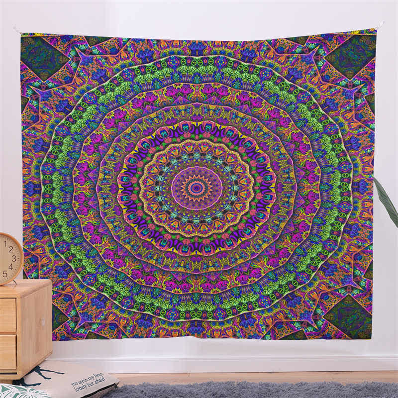 Bohemian Mandala Pattern Tapestry Wall Hanging Wall Art Focus Creativity Home Living Room Decor Tapestry BS Green 150*230cm